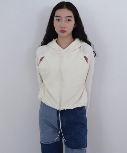 tシャツ 「ZOZO限定」アーム　カットアウト　フーディー　ニット　パーカー レディース Uenui tシャツ 「ZOZO限定」アーム カットアウト フーディー