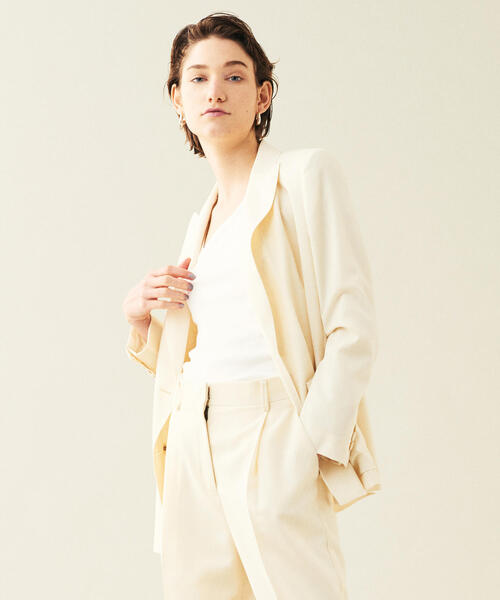 ジャケット テーラードジャケット Silky Chambray Half Sleeve Jacket