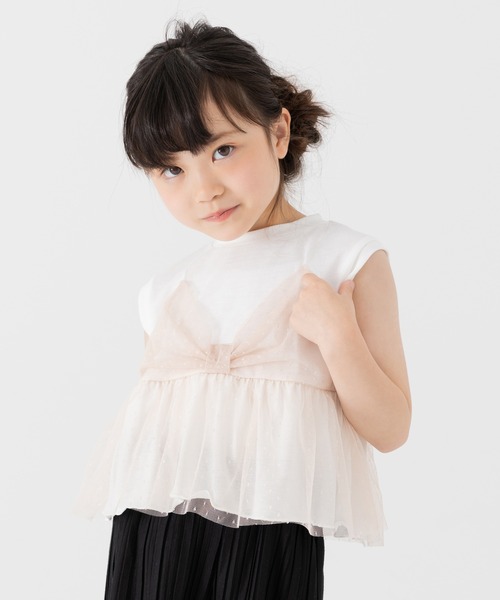 tシャツ 「SONO/ソーノ」バックリボンノースリーブチュニックT レディース JAM & LINK tシャツ チュールリボン ノースリーブシャツ キッズ