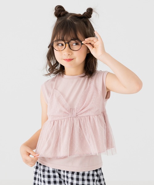 JAM & LINK tシャツ チュールリボン ノースリーブシャツ キッズ