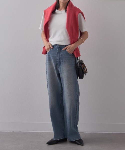 新品 CURRENTAGE ハイウエスト ワイドデニムパンツ 1 CURRENTAGE (カレンテージ)】ハイウエストワイドデニム | La