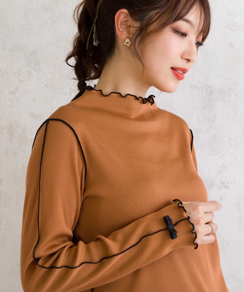 tシャツ 配色メローカットソー レディース