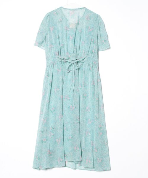 期間限定お値下げ！ローズティアラ花柄ミントグリーン半袖ワンピース42