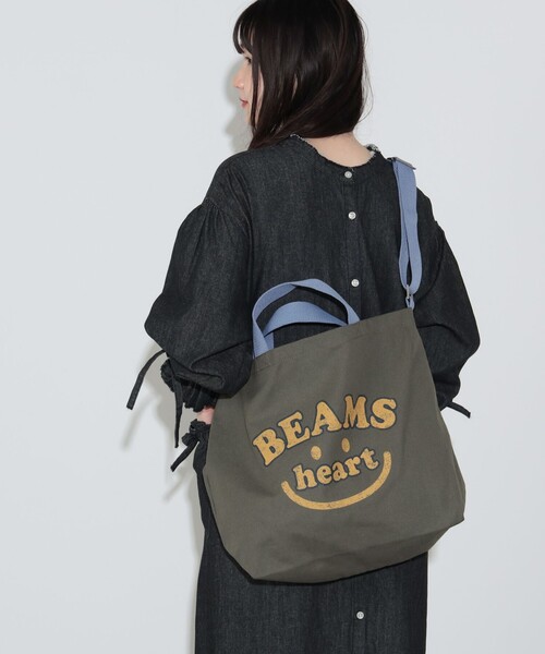 BEAMS HEART トートバッグ スマイル カスレロゴ バッグ（A4