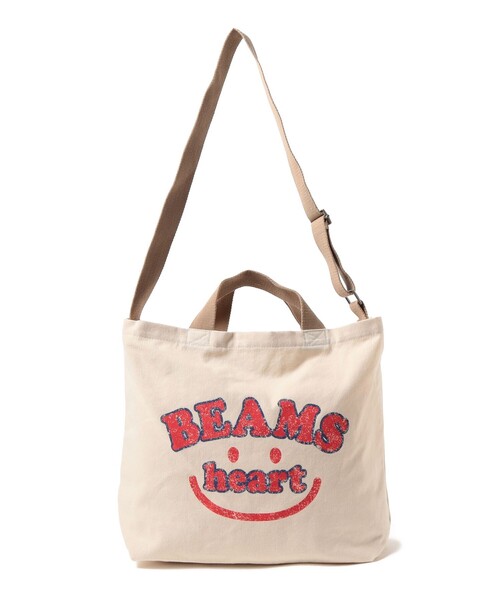 BEAMS HEART トートバッグ スマイル カスレロゴ バッグ（A4