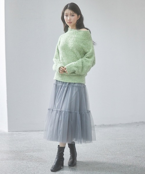 SAISON DE PAPILLON ニット 2wayネックチュールテープニットプル 