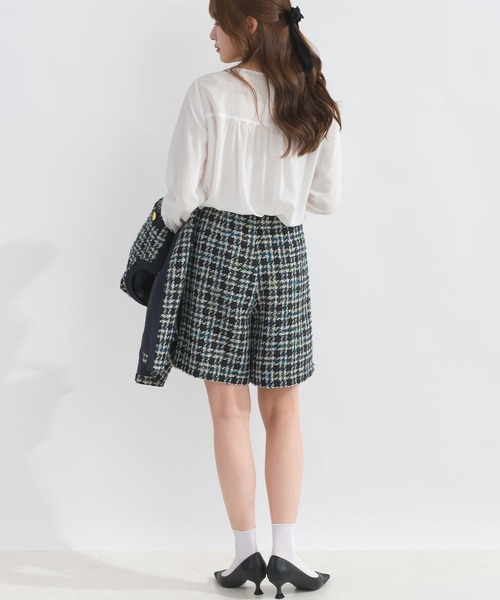 PICCIN PERLA パンツ 「セットアップ可能」チェックツイードキュロット