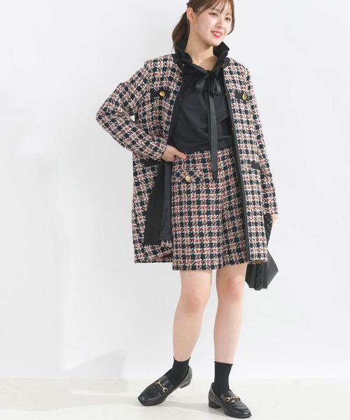 PICCIN PERLA パンツ 「セットアップ可能」チェックツイードキュロット