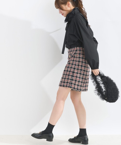 PICCIN PERLA パンツ 「セットアップ可能」チェックツイードキュロット