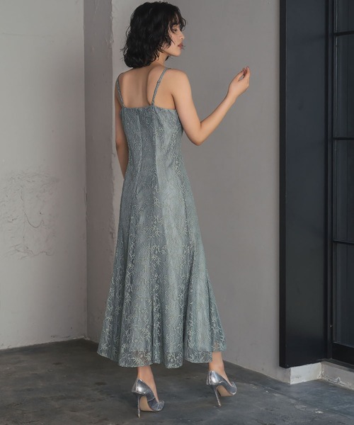 ボレロレイヤードワンピース オケージョンドレス 結婚式 お呼ばれ カーキ M GIRL DRESS FOR NOW ドレス ラメレースボレロセット マーメイド