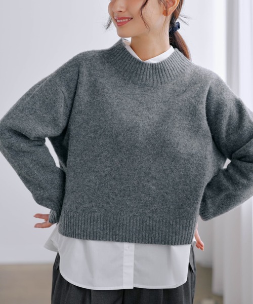 ニット セーター ウールカシミヤボトルネックニット 「低身長・小柄女性」 レディース ニット セーター ウールカシミヤボトルネックニット 「低身長