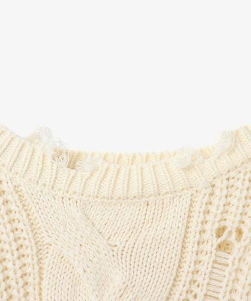 atmos girls ニット セーター pink Cable Damaged Knit