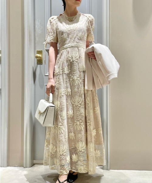 LILY BROWN ドレス カットワークサテンエンブロイダリードレス