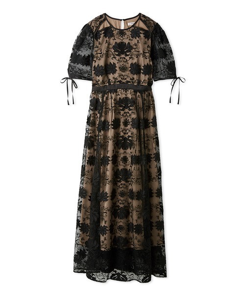 LILY BROWN ドレス カットワークサテンエンブロイダリードレス