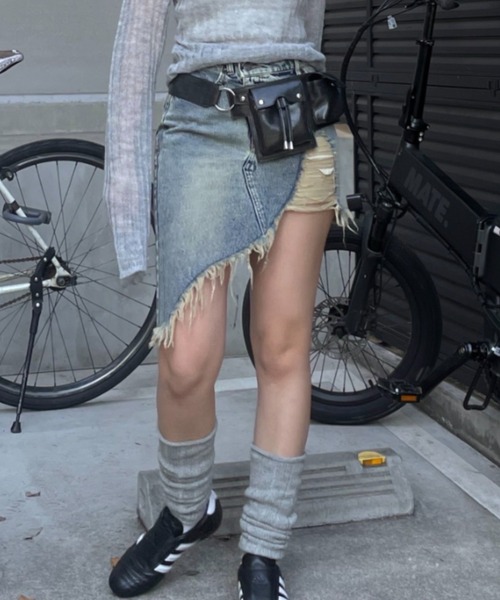 ACLENT（アクレント） デニムスカート アシメダメージデニムスカート