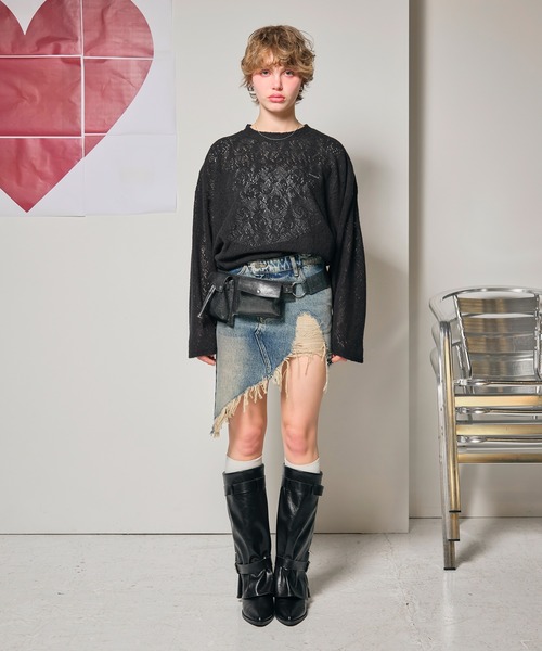 アクレント デニムスカート ACLENT（アクレント） デニムスカート アシメダメージデニムスカート