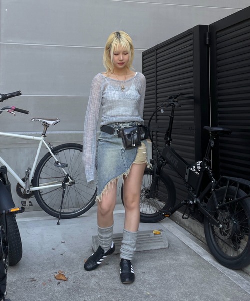 ACLENT（アクレント） デニムスカート アシメダメージデニムスカート