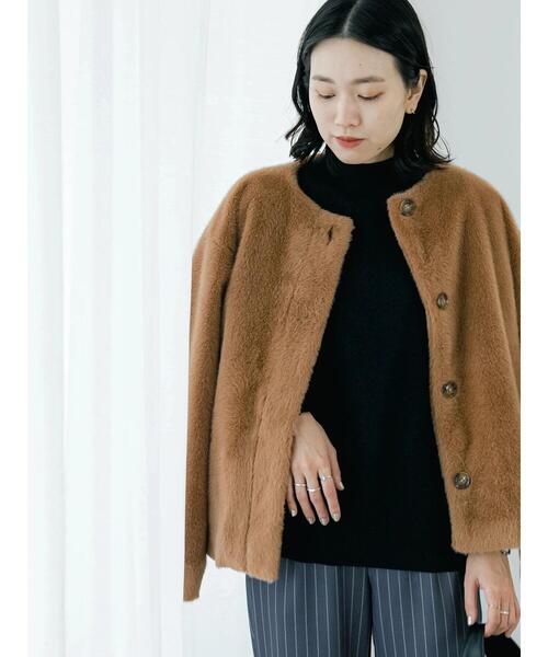 「Samansa Mos2 blue」 ノーカラージャケット F ブラウン レディース_画像2