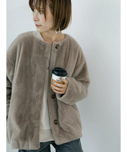 「Samansa Mos2 blue」 ノーカラージャケット F ブラウン レディース_画像4