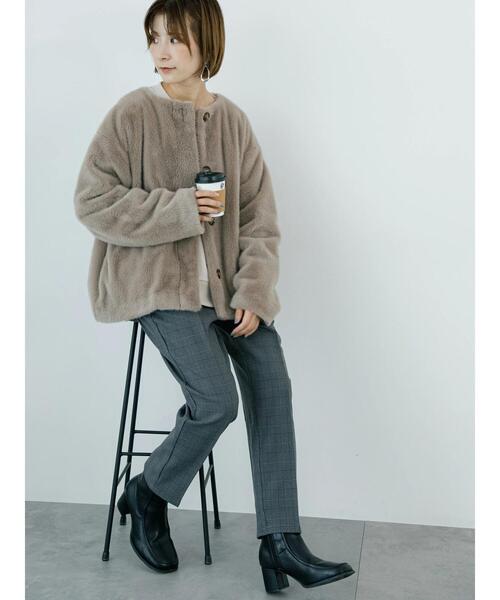 「Samansa Mos2 blue」 ノーカラージャケット F ブラウン レディース_画像6