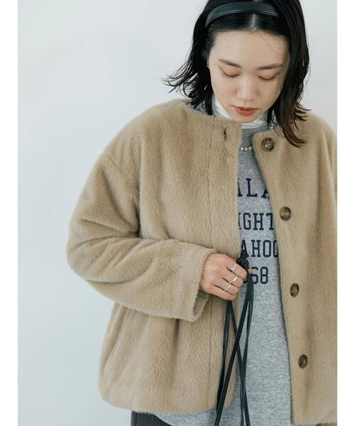 「Samansa Mos2 blue」 ノーカラージャケット F ブラウン レディース_画像7