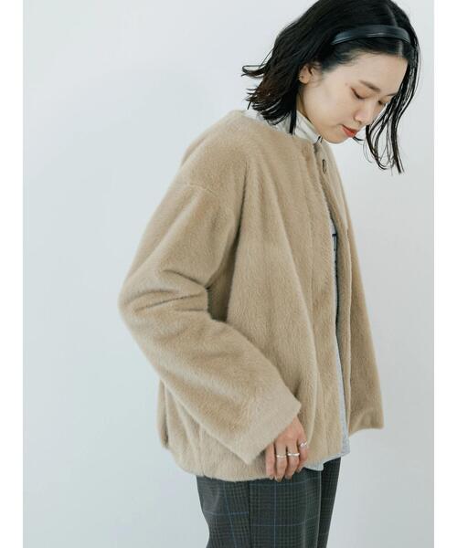 「Samansa Mos2 blue」 ノーカラージャケット F ブラウン レディース_画像9