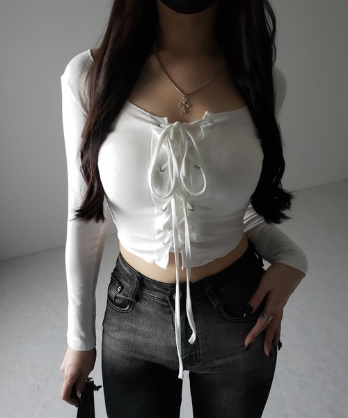 yilon FULL LACE RIBBON TEE トップス レース リボン yilon FULL LACE