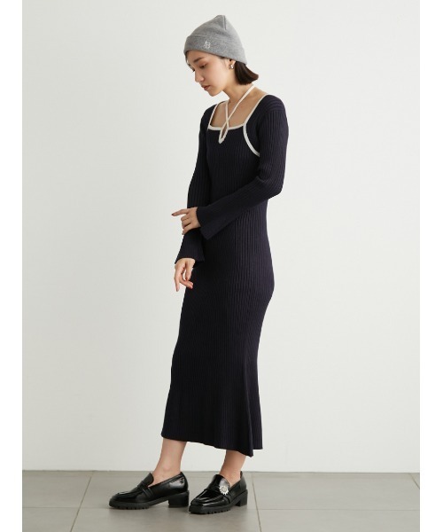 LILY BROWN 「LILY BROWN」 ニットワンピース ONE SIZE ブルー
