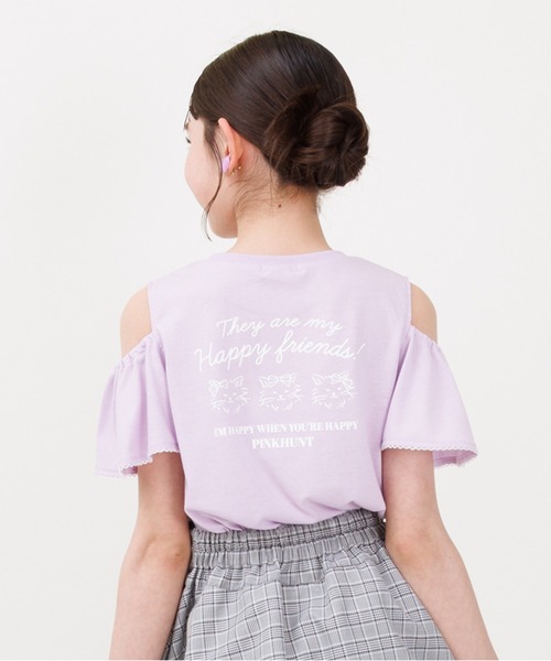 PINKHUNT tシャツ ピンクハント 肩だしフリル袖 Tシャツ 0594K