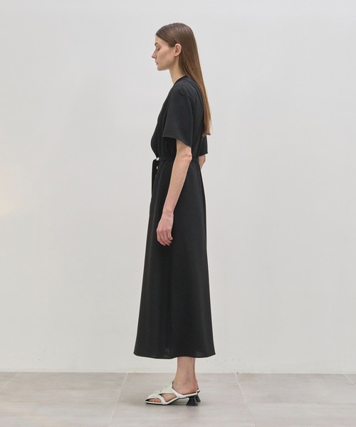 【AKIRANAKA】シャツドレス Heike combi tex jersey dress BLK(1 BLACK): AKIRANAKA: WOMENS