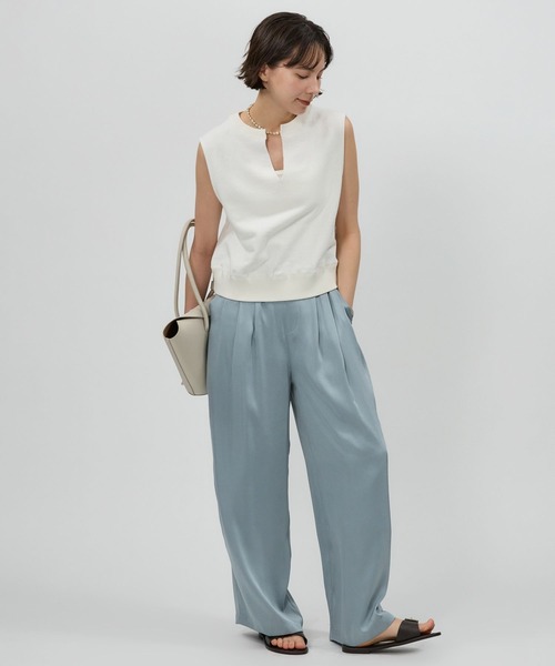 BABYLONE（バビロン） パンツ スリータックサテンイージーパンツ