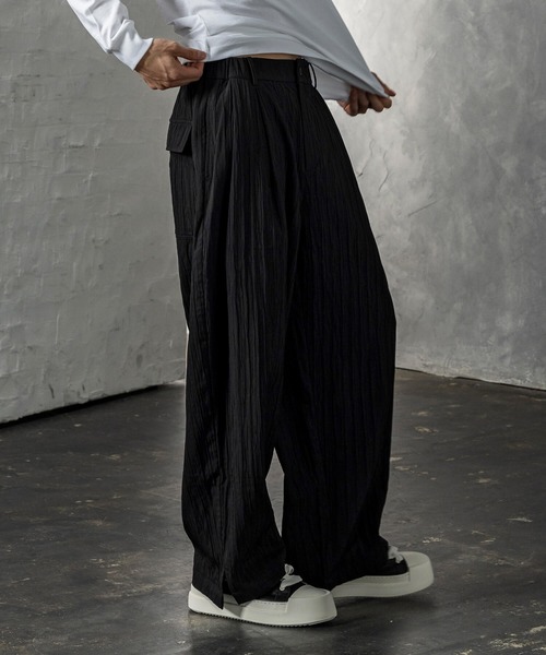 CLOSET パンツ クリンクル加工ワイドパンツ メンズ : ZOZOTOWN Yahoo