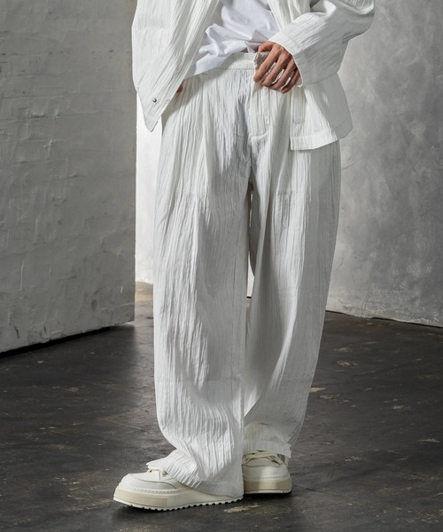 CLOSET パンツ クリンクル加工ワイドパンツ メンズ : ZOZOTOWN Yahoo