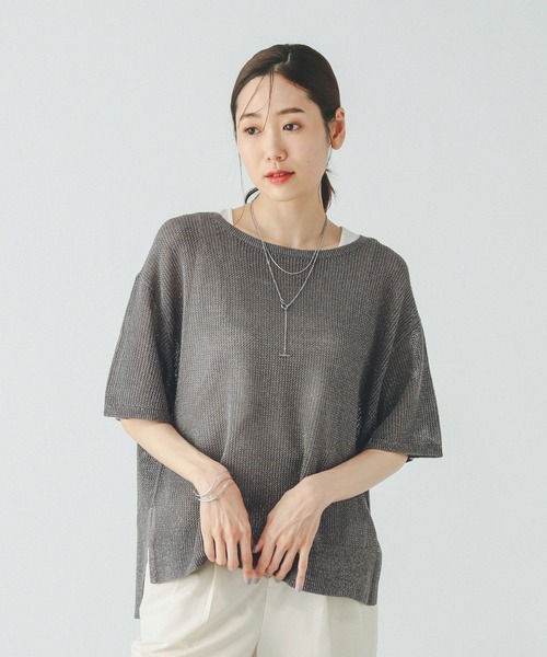 waac メッシュノースリーブ　プルオーバー GLOBAL WORK ニット セーター 洗えるメッシュラメプルオーバー
