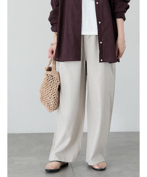 Studio Doe ストライプコットンリネンイージーパンツ (Women) Morris & Sons パンツ MORRIS ＆ SONS | ストライプ イージー