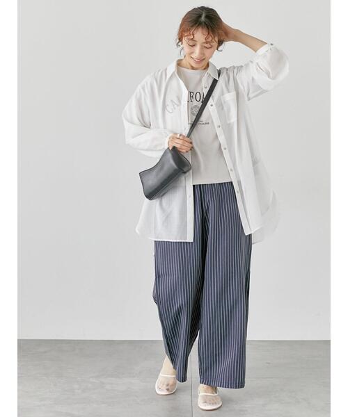 Studio Doe ストライプコットンリネンイージーパンツ (Women) Morris & Sons パンツ MORRIS ＆ SONS | ストライプ イージー