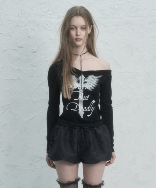 tシャツ V-NECK CROSS TOP レディース