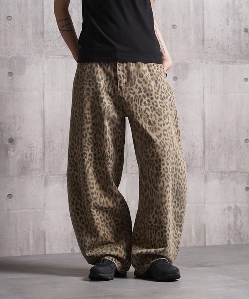 パンツ 「D-LAND」レオパード バレルレッグパンツ / Leopard Barrel