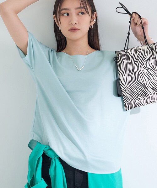 未使用✨INDIVI 半袖Tブラウス ライトブルー XL 定価12,991円 INDIVI（インディヴィ） tシャツ 半袖 「インナーとしても活躍