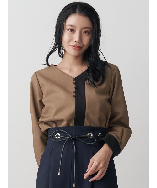 【新品未使用、タグ付】TONAL バイカラーオープンブラウス バイカラーブラウス（TONAL／ファッション）のおすすめ人気商品