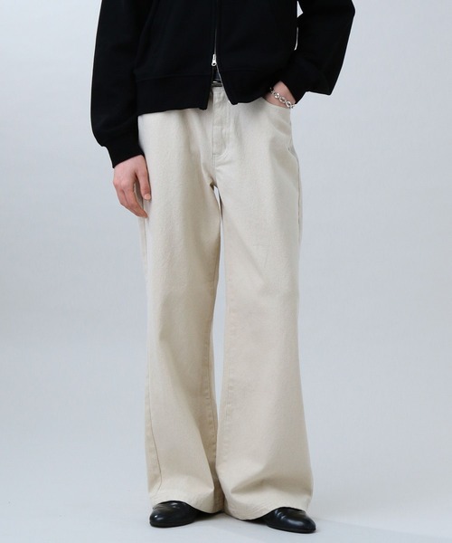 「LURAKU」 加工デニムパンツ LARGE ブラック メンズ