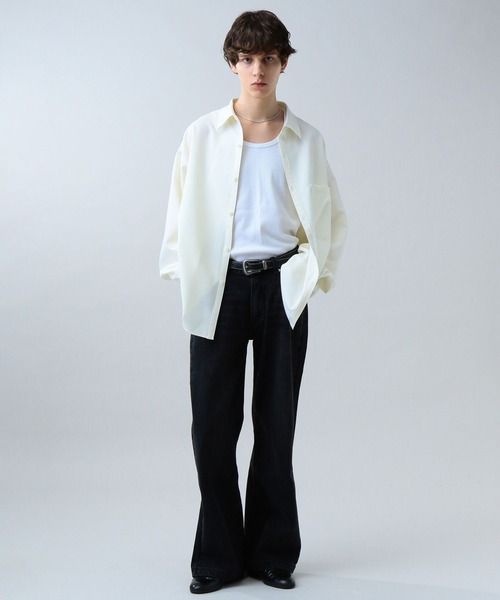 「LURAKU」 加工デニムパンツ LARGE ブラック メンズ