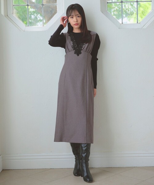 Feroux（フェルゥ） スカート 美シルエットレース ジャンパースカート