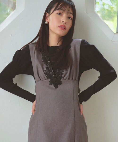 Feroux（フェルゥ） スカート 美シルエットレース ジャンパースカート