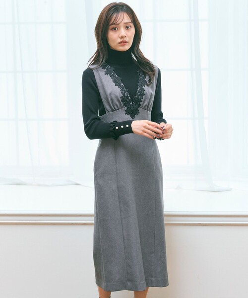 Feroux（フェルゥ） スカート 美シルエットレース ジャンパースカート