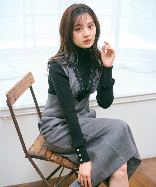 Feroux（フェルゥ） スカート 美シルエットレース ジャンパースカート