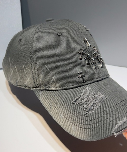 Ressaca キャップ 帽子 クロススタッズダメージ加工ベースボール