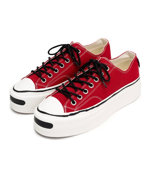 KAMIYA メンズスニーカー　キャンバス生地　RED 41 KAMIYA スニーカー Joey” Platform Sneaker メンズ : ZOZOTOWN Yahoo