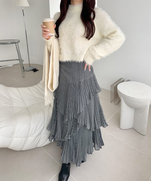 【美品】アプ♡バックレース袖ファーニット mily bilet ニット セーター 「mily bilet」背中で惹きつける、大人の