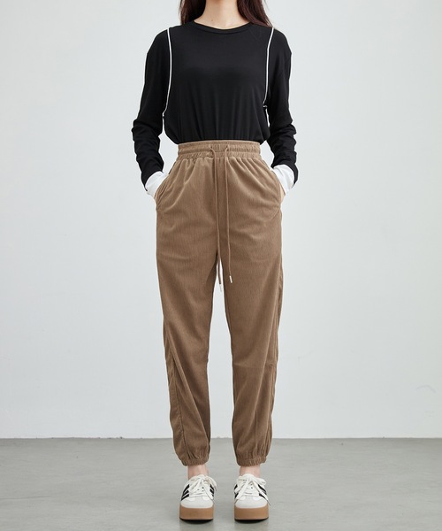 DAYRA パンツ コーデュロイ ウエスト イージー ジョガー パンツ